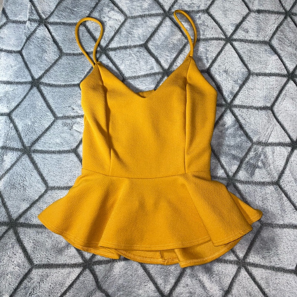 Open Back Front Bow Blouse, Work Wear Top/Blouse, Yellow Blouse